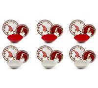 Excelsa Holly Gnomo Service d'assiettes 18 pièces en porcelaine