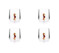 Excelsa Inside Lot de 4 verres en verre borosilicaté, décorés à la main avec des sujets intérieurs au verre, transparent, 450 ml (hippocampe)