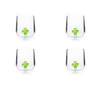Excelsa Inside Lot de 4 verres en verre borosilicaté, décorés à la main avec des sujets intérieurs au verre, transparent, 450 ml (trèfle à quatre feuilles)