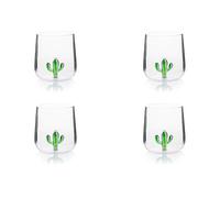 Excelsa Inside Lot de 4 verres en verre borosilicaté, décorés à la main avec des sujets intérieurs au verre, transparent, 450 ml (Cactus)