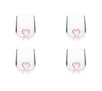 Excelsa Inside Lot de 4 verres en verre borosilicaté, décorés à la main avec des sujets intérieurs au verre, transparent, 450 ml (cœur)