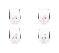 Excelsa Inside Lot de 4 verres en verre borosilicaté, décorés à la main avec des sujets intérieurs au verre, transparent, 450 ml (flamant rose)