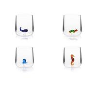 Excelsa Inside Lot de 4 verres en verre borosilicaté, décorés à la main avec des sujets intérieurs au verre, transparent, 450 ml (océan)
