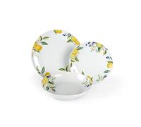 Excelsa Lemon Service de Table 18 pièces, Porcelaine, Blanc/Citron