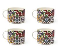 Excelsa Lisbonne Lot de 4 tasses jumbo en porcelaine, capacité 500 ml, multicolore