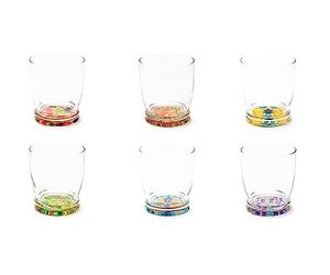 Excelsa Lisbonne Lot de 6 verres avec fond décoré, 340 ml, diamètre 8 cm, verre