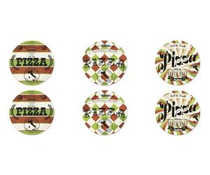 Excelsa Little Italy Lot de 6 assiettes à pizza, diamètre 31 cm, porcelaine, multi-décors