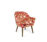 Excelsa Living Fauteuil rembourré d'ameublement, multicolore, velours en polyester, pieds en bois massif, 70,5 x 65 x 83 cm (La Via della Seta)