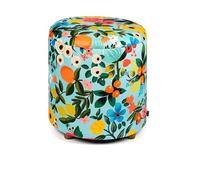 Excelsa Living Pouf rond décoratif avec compartiment de rangement, velours multicolore, 39 x 43 cm, multicolore, assise rembourrée avec pieds en bois, charge 150 kg (Fiori Frida)