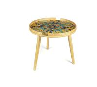 Excelsa Living Table ronde en bambou avec plateau en verre, décors assortis, diamètre 48 cm, hauteur 44 cm (Trinacria)