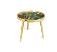 Excelsa Living Table ronde en bambou avec plateau en verre, décors assortis, diamètre 48 cm, hauteur 44 cm (Havane)