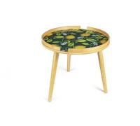 Excelsa Living Table ronde en bambou avec plateau en verre, décors assortis, diamètre 48 cm, hauteur 44 cm (boli)