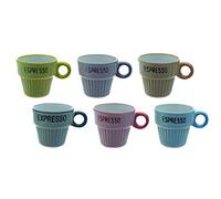 Excelsa Lot de 6 Tasses à Café sans Soucoupes en céramique Vintage, Multicolore
