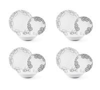 Excelsa Magic Black Service de vaisselle 12 pièces, porcelaine, lot de 4 personnes, noir et blanc, multicolore