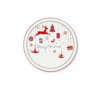 Excelsa Merry Christmas Lot de 6 assiettes Panettone ou Pizza, 30,5 cm, porcelaine blanche avec décorations de Noël rouges
