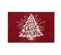 Excelsa Merry Christmas Paillasson entrée, Fibre de Coco, Rouge, 40 x 60 cm