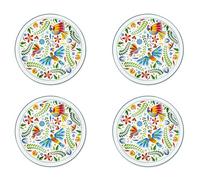 Excelsa Mexican Flowers Lot de 4 assiettes en porcelaine Motif floral Diamètre 30,5 cm
