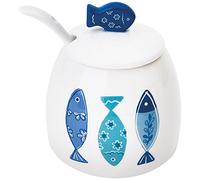 Excelsa Ocean formaggera/sucrier, 200 ML, Céramique, Blanc/Bleu