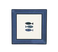 Excelsa Ocean Lot de 6 assiettes en céramique, 24 x 24 cm, motif poisson bleu, rectangulaire
