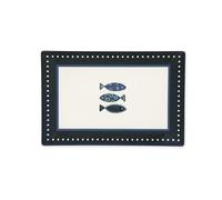 Excelsa Ocean Lot de 6 assiettes rectangulaires en céramique Motif poissons bleus 30 x 20 cm