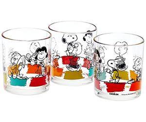 Excelsa Peanuts Lot de 3 Verres 25 n Verre, Transparent, 8 x 8 x 9 cm