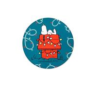 Excelsa Peanuts Shiny & Bright Dessous de Plat de Noël en céramique et liège, Vert et Rouge, 16,5 cm, décoration Snoopy avec lumières