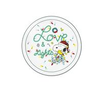 Excelsa Peanuts Shiny & Bright Lot de 6 assiettes à pizza en porcelaine, décoration de Noël avec Snoopy, blanc et vert, 30,5 cm