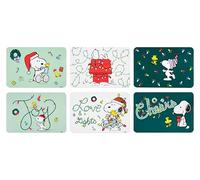 Excelsa Peanuts Shiny & Bright Lot de 6 Sets de Table en Plastique PP Motif Noël Vert 43 x 28,5 cm