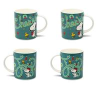 Excelsa Peanuts Shiny & Bright Tasse de Noël en porcelaine New Bone China, vert et blanc, 300 ml, 11,5 x 7,5 x 10 cm, décoration Snoopy et Woodstock (4)