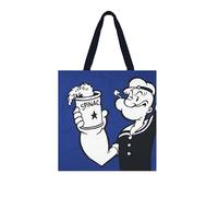 Excelsa Popeye & Olivia Sac Shopper, Sac fourre-tout, 41,5 x 41,5 cm, 100% coton, lavable en machine, Décoration frontale Popeye, rétro et poignées noires, Cm. 41,5 x 41,5, Popeye