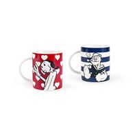 Excelsa Popeye & Olivia Set de 2 tasses en porcelaine, bleu et rouge