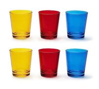 Excelsa Portofino Lot de 6 verres, Jaune/Rouge/Bleu, 30 Cl., Verre soufflé