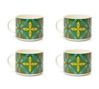 Excelsa Puebla Lot de 4 tasses jumbo en porcelaine, capacité 500 ml, multicolore