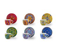 Excelsa Puebla Lot de 6 tasses à café, porcelaine, capacité 70 ml, multicolore