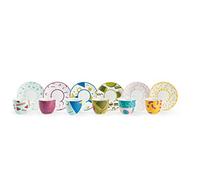 Excelsa Radical Lot de 6 tasses à café avec soucoupe, porcelaine, 90 ml, multicolore