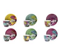 Excelsa Rhapsody Lot de 6 tasses à café expresso, porcelaine, capacité 70 ml, multi-décors