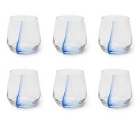 Excelsa Santorini Lot de 6 verres à eau, décor bleu, verre, capacité 370 ml.