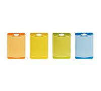 Excelsa Security Planche à découper antibactérienne Plastique, Orange/Jaune/Vert/Bleu clair, 29 x 20 x 2 cm, 1 pièce, couleurs assorties