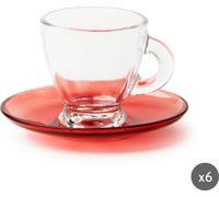 Excelsa Set de 6 Tasses à Espresso avec soucoupes Petra Verre 9 cl Rouge
