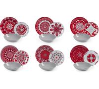 Excelsa Mandala Red Service de vaisselle 18 pièces, porcelaine