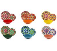 Excelsa Seurat Service de vaisselle 18 pièces, porcelaine et Stoneware, décoration multicolore, 6 personnes