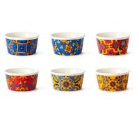 Excelsa Trinacria Lot de 6 tasses à crème glacée/apéritif, porcelaine, diamètre 8,7 cm, décors assortis