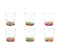 Excelsa Trinacria Lot de 6 verres avec fond décoré, 340 ml, diamètre 8 cm, verre