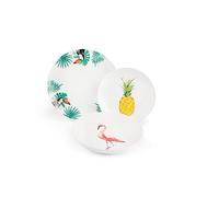 Excelsa Tropical Service de Table 18 pièces, Porcelaine, Blanc avec décorations