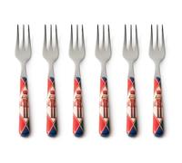 Excelsa Vintage Christmas Lot de 6 fourchettes à gâteau, acier inoxydable, 15 cm, décoration de Noël