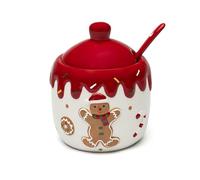 Excelsa Wonderful Ginger Fromage/Sucrier de Noël en céramique Décoration de pain d'épice avec cuillère à café