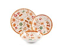 Excelsa Wonderful Ginger Lot de 18 assiettes en porcelaine Motif Noël