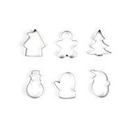 Excelsa Wonderful Ginger Lot de 6 emporte-pièces de Noël en acier, formes de maison, petit pain d'épice, sapin, bonhomme de neige, gant, père Noël