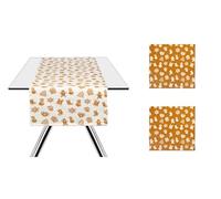 Excelsa Wonderful Ginger Set de Table et Serviettes, 100 % Coton, Orange avec Motifs de Noël, Chemin de Table 145 x 45 cm et 2 Serviettes 45 x 45 cm, pour Petit-déjeuner et déjeuner