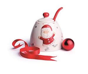 Excelsa Xmas Country Style Sucrier en céramique Blanc/Rouge